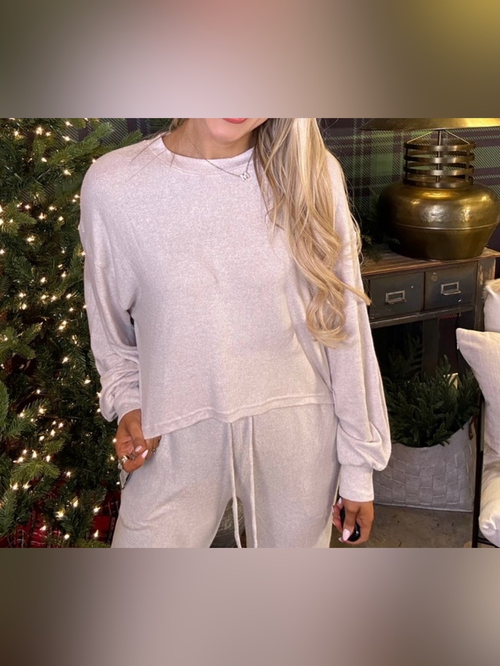 Kimberly C Beige Hacci Crew Neck Top In Size Medium